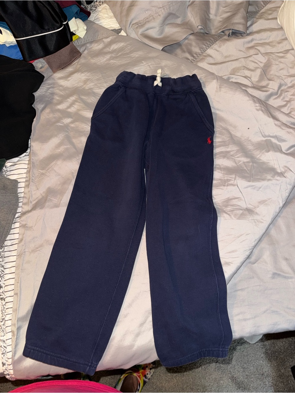 Ralph Lauren Navy Sweatpants with Red Pony Accent